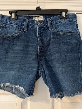 Fossil Denim Cutoff Shorts Men's Sz 30 Custom Raw Hem Distressed Edge Blue Jeans